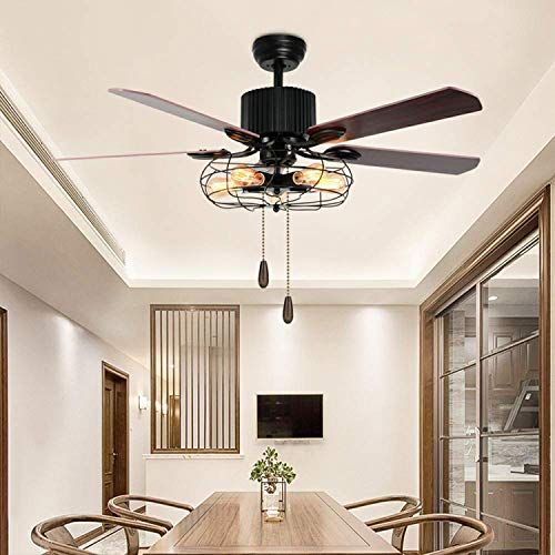 Buy Morpholife 52" Industrial Caged Ceiling Fan With Lights Remote Control, Black Farmhouse ... with Enhancing Your Home's Aesthetics with Industrial Ceiling Fan Design