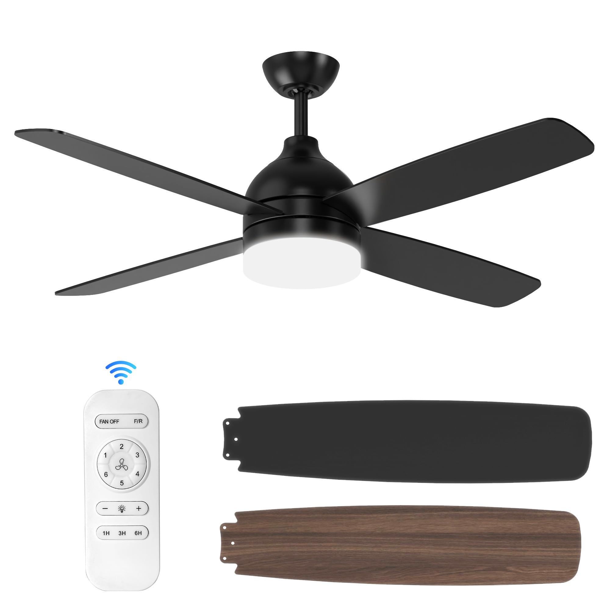 Buy Ulg Ceiling Fans With Lights, 52 Inch Black Ceiling Fans With Lights And Remote, Outdoor ... pertaining to 52 In Black Crystal Smart Ceiling Fan With Remote, App Control, Voice Control