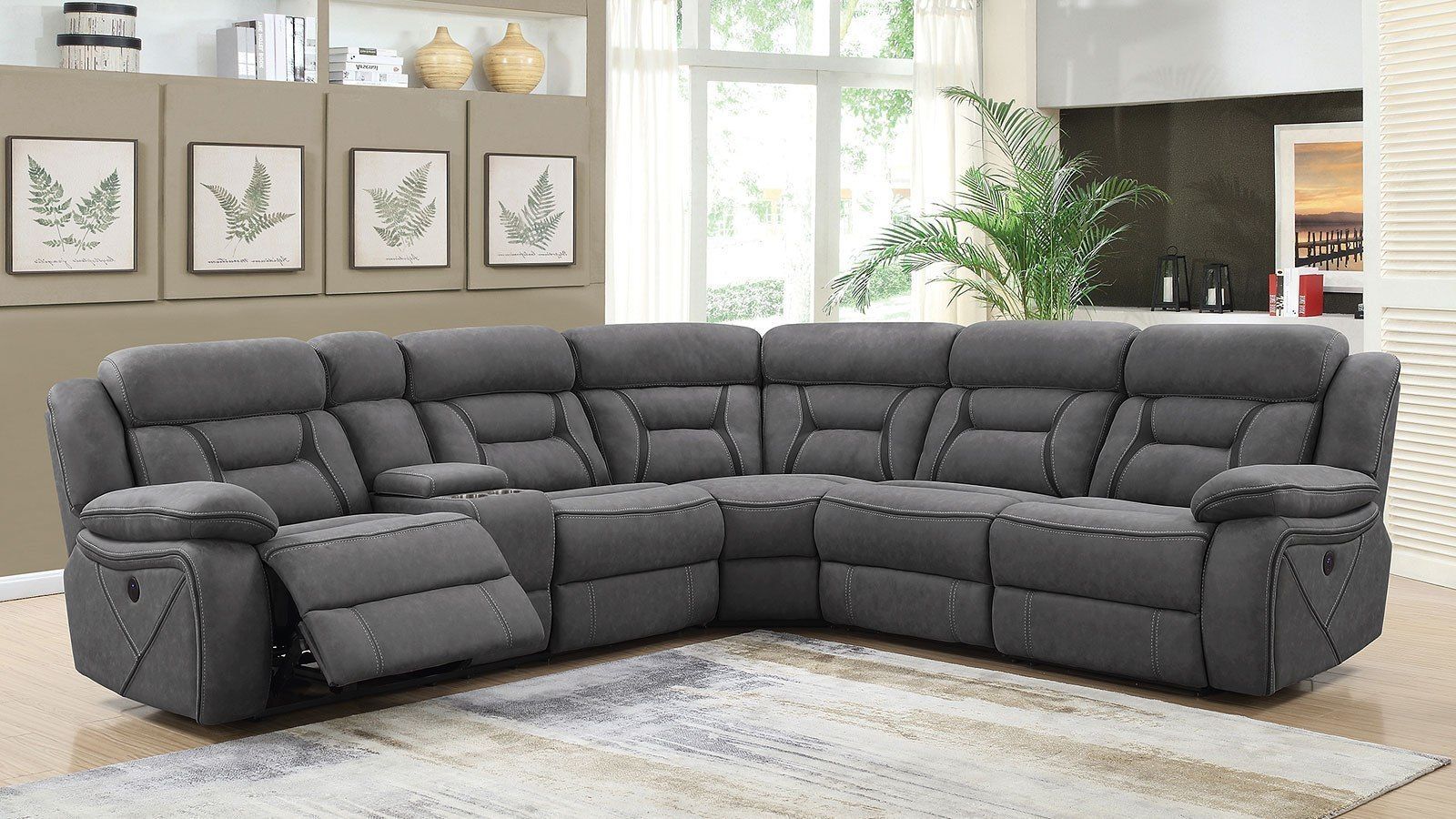 Camargue Power Reclining Sectional (Grey) By Coaster Furniture ... with Power Reclining Sectionals Explained What to Know About the Anthony Model