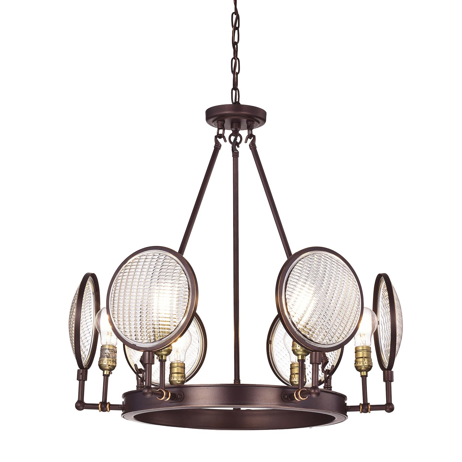 Cartweight 6-Light Oil Rubbed Bronze Round Chandelier With Headlight ... with Beyond Illumination The Art of Outdoor Linear Chandelier Placement