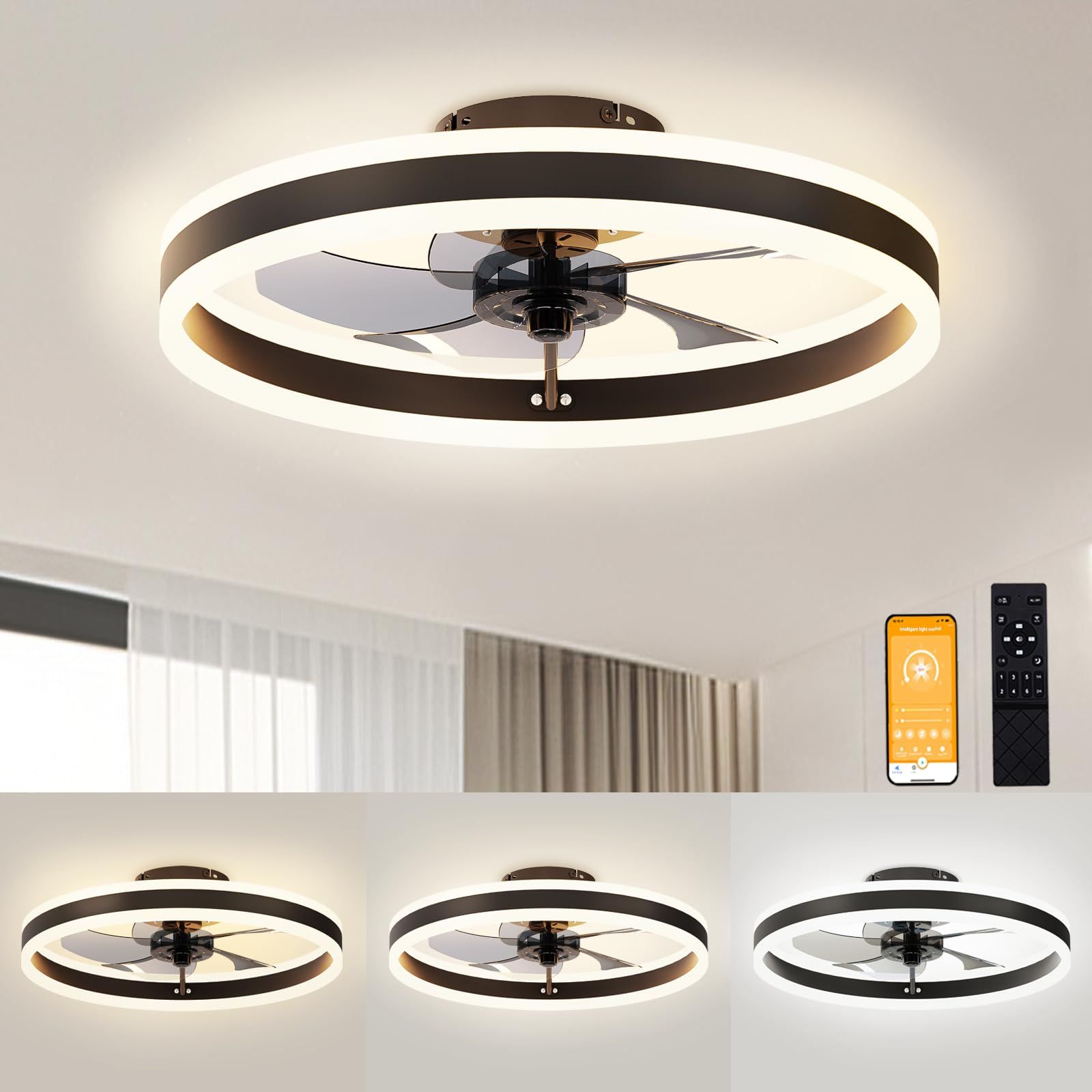 Ceiling Fan With Led Light And Remote At Casey Madison Blog within Carro Smart Voice Control Ceiling Fan With Dimmable Led Light And Remote, Black, 52" Downrod
