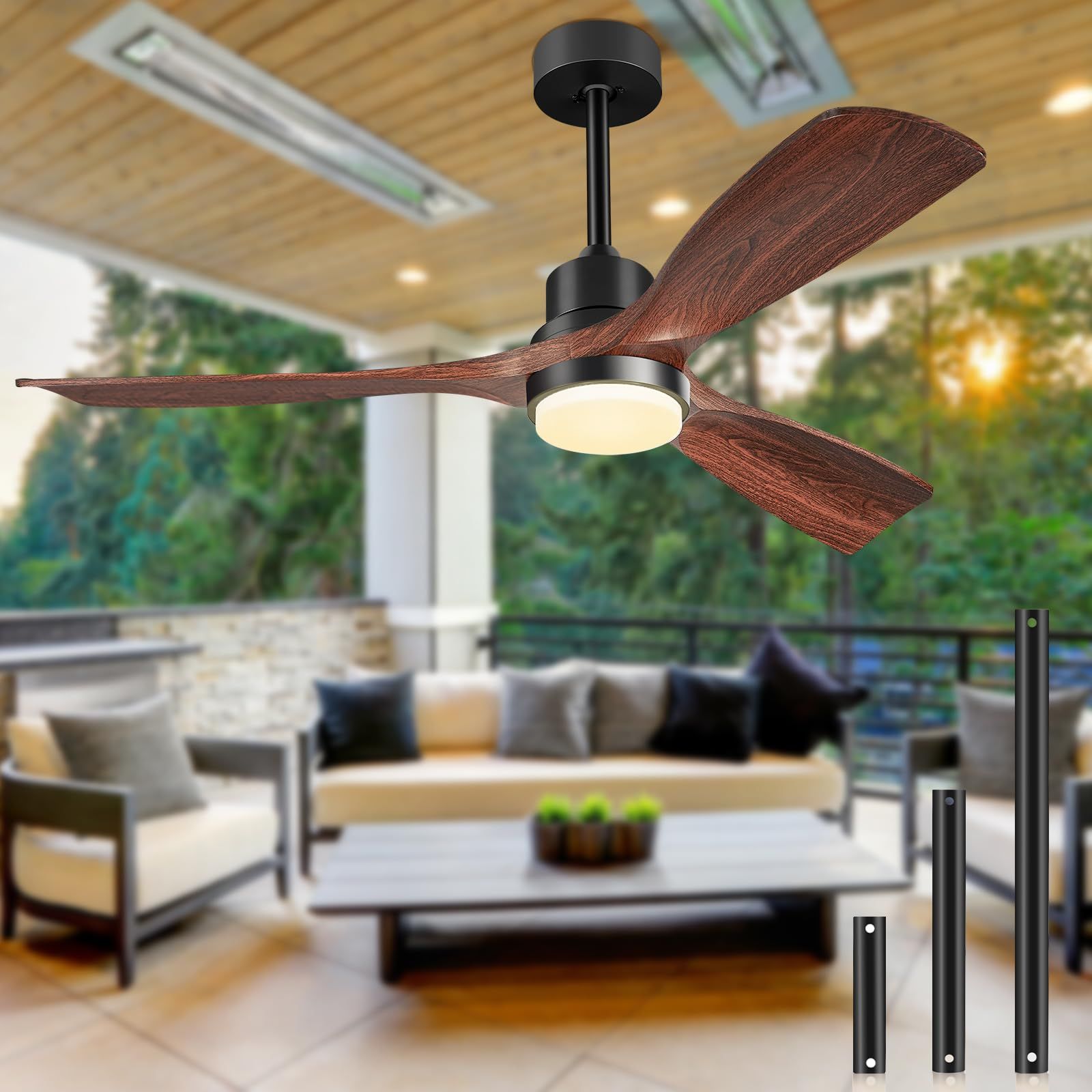 Ceiling Fans With Lights And Remote, 52 Inch Outdoor Ceiling Fan For Patios With Light 3 ... regarding 52 In Black Crystal Smart Ceiling Fan With Remote, App Control, Voice Control