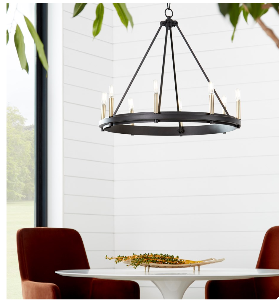Chandeliers & Chandelier Lighting | Vintage & Soul Home in Quorum Odeon 5-Light Wet Linear Chandelier, Matte Black/Clear, 71-5-59