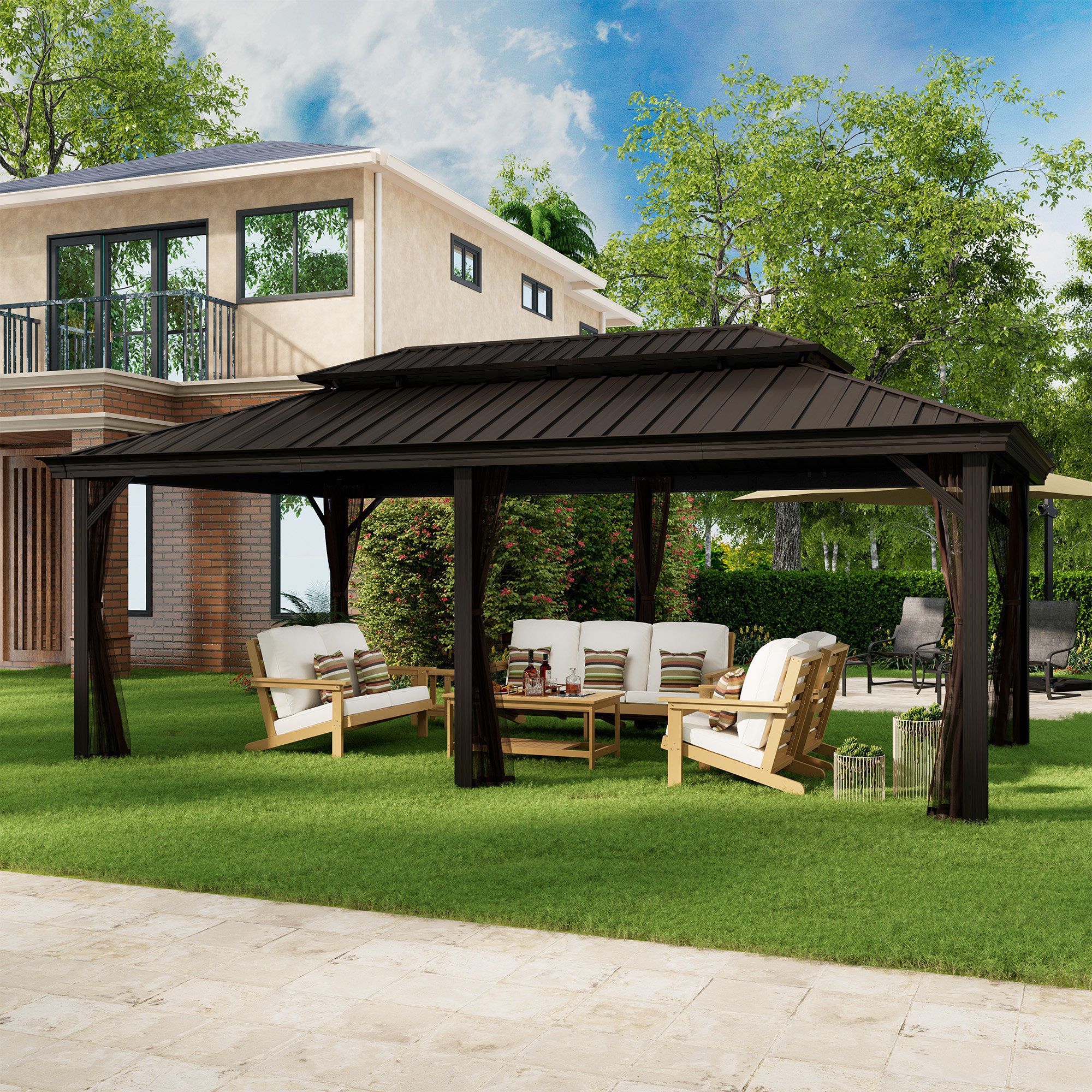 Clihome 20 Ft. W X 12 Ft. D Aluminum Patio Gazebo | Wayfair with From Concept to Comfort A Comprehensive Look at Metal Patio Gazebos Sizing 20 Ft. W x 12 Ft. D