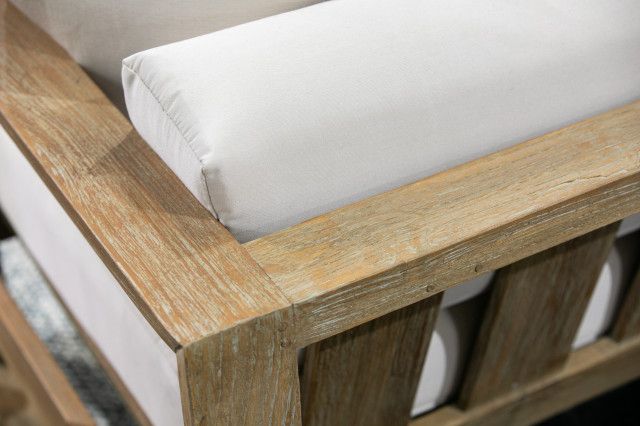 Coastal Teak Sofa, No Welt - Transitional - Outdoor Sofas - By Sunset ... pertaining to Coastal Teak Dining Bench In Canvas Canvas, No Welt