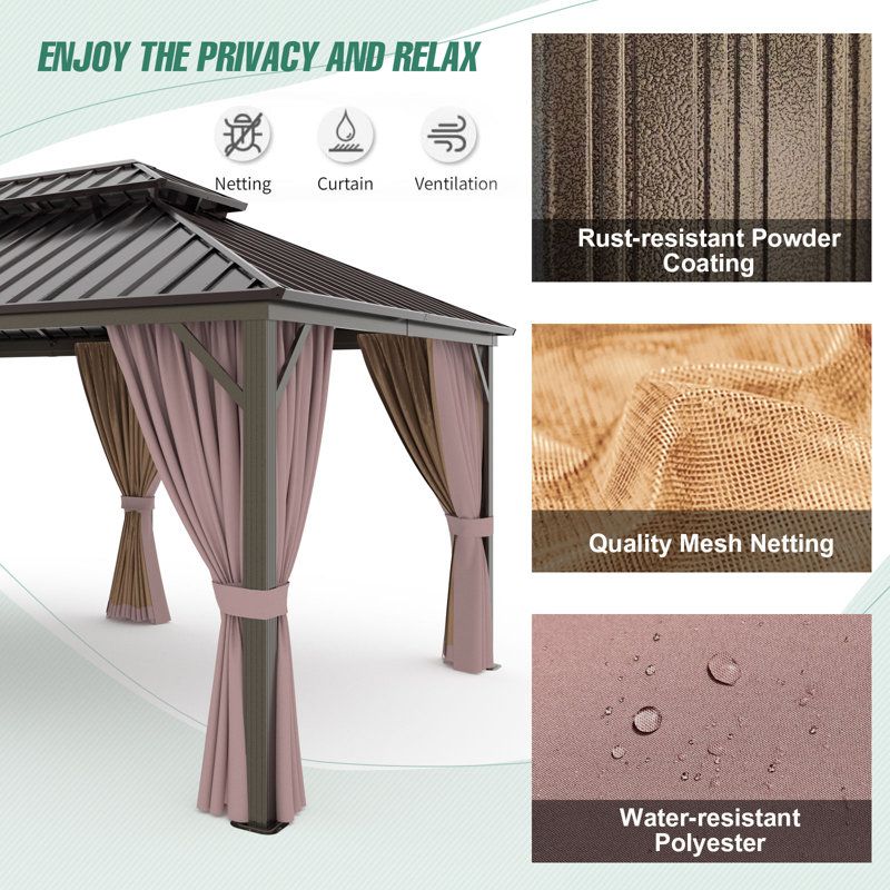 Coos Bay 20 Ft. W X 12 Ft. D Steel Patio Gazebo | Wayfair regarding Unveiling the Allure of a 20x12 Steel Gazebo Transform Your Outdoor Space