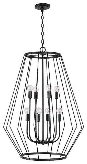Corey Eight Light Foyer Pendant, Matte Black - Transitional - Pendant ... regarding Tahoe Eight Light Outdoor Pendant, Matte Black