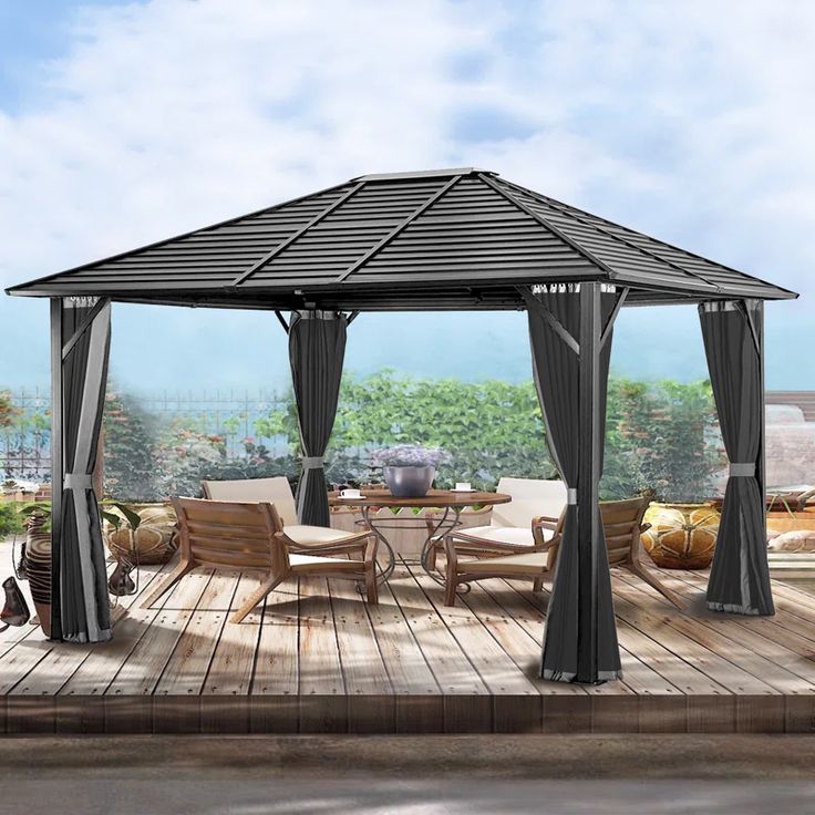 Coveronics 12 Ft. W X 10 Ft. D Hardtop Aluminum Patio Gazebo & Reviews ... inside 12 Ft. W X 10 Ft. D Aluminum Patio Hardtop Gazebo