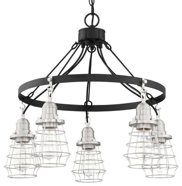 Craftmade 50625 Thatcher 5 Light 25"W Chandelier - Industrial ... intended for Weathering the Elements How the Thatcher Chandelier Stands Up to the Outdoors