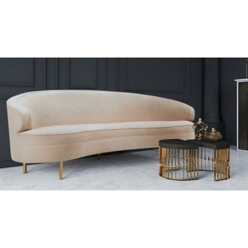 Cream Champagne Velvet Curved Silhouette Sofa Gold Legs | Gold Sofa ... pertaining to Light Gray Sofas in Home Design: Exploring Versatility and Styling Options