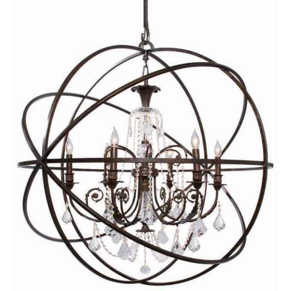 Crystorama Solaris Chandelier - English Bronze Cage Chandelier ... pertaining to Solaris Outdoor 3 Light Bronze Sphere Chandelier