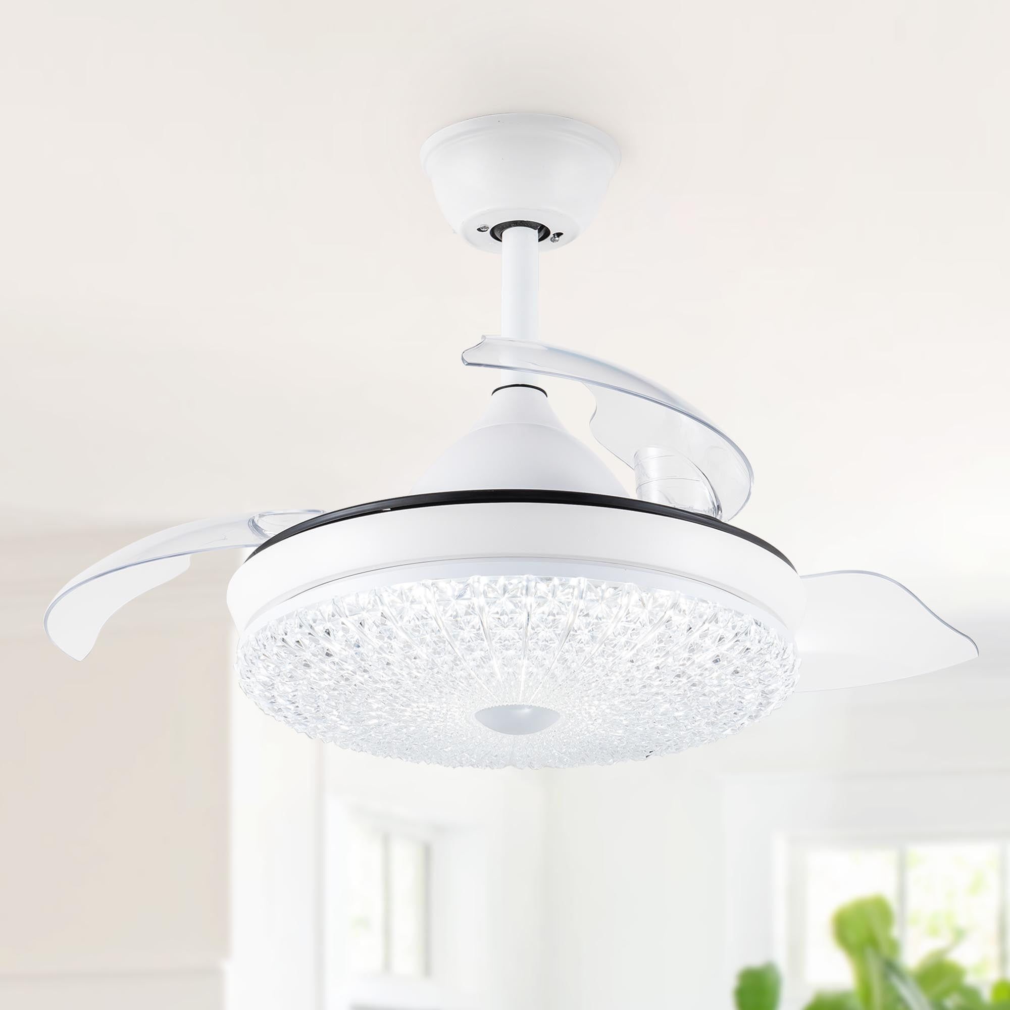 Cusp Barn 42 In. Modern Glam 5 Retractable Blades Ceiling Fan And Remote Control Fandelier ... for Maximizing Comfort and Style with a 42-Inch Ceiling Fan with Retractable Blades