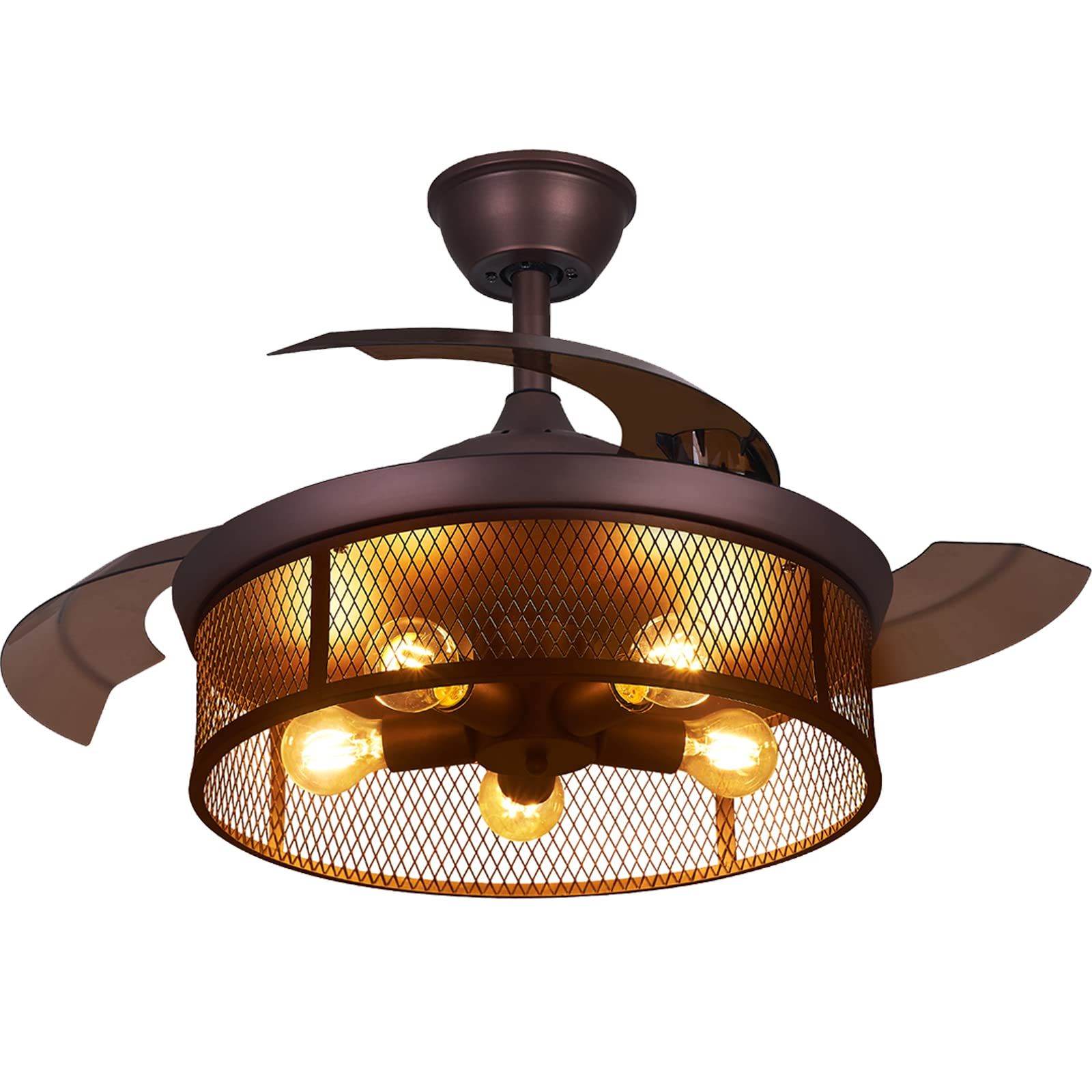 Dafologia Retractable Ceiling Fan With Lights And Remote Control, Caged ... within Farmhouse Style Ceiling Fans Choosing the Right One for Your Home
