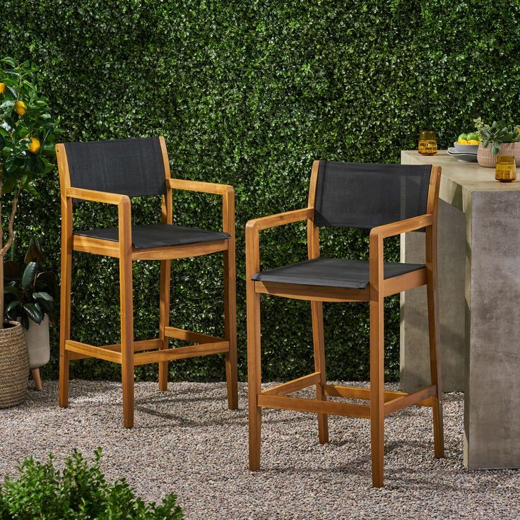 Daiquan Outdoor Acacia Wood Barstools With Outdoor Mesh (Set Of 2 ... inside Acacia Wood and Outdoor Living A Guide to Maintenance