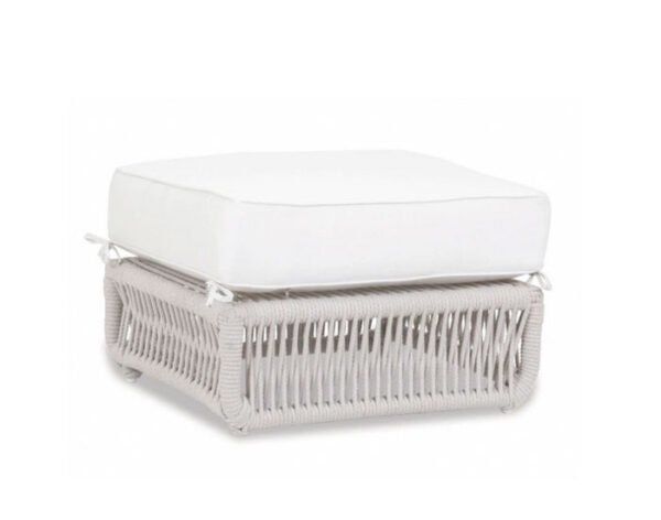 Dana Rope Ottoman | Patio Furniture Plus pertaining to Dana Rope Ottoman In Linen Canvas W/ Self Welt