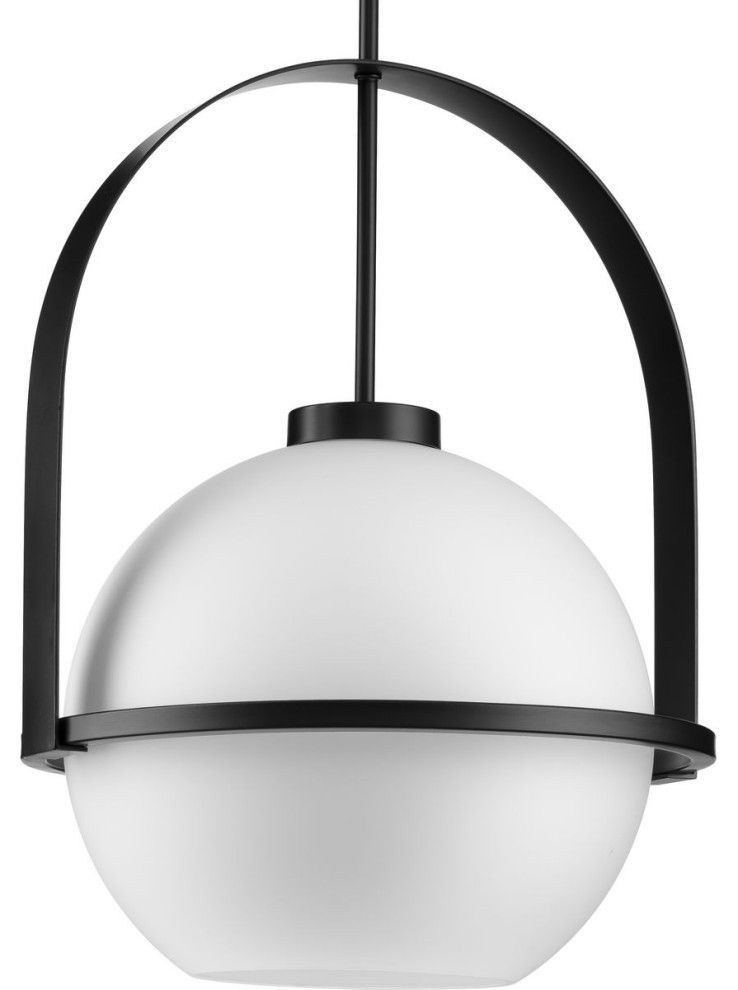 Delayne Collection One-Light Matte Black Etched Opal Glass Pendant ... in Unison Collection 1-Light Matte Black Etched Seeded Glass Hanging Lantern