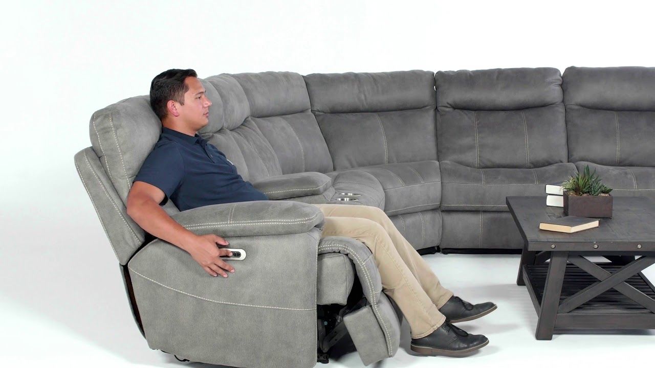 Denali Light Grey 6 Piece Reclining Sectional W/2 Power Headrests ... throughout Power Reclining Sectionals Explained What to Know About the Anthony Model