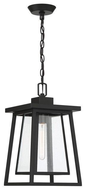 Denver 1-Light Outdoor Hanging Lantern, Matte Black - Transitional ... throughout Parrish 1-Light Outdoor Hanging Lantern, Matte Black