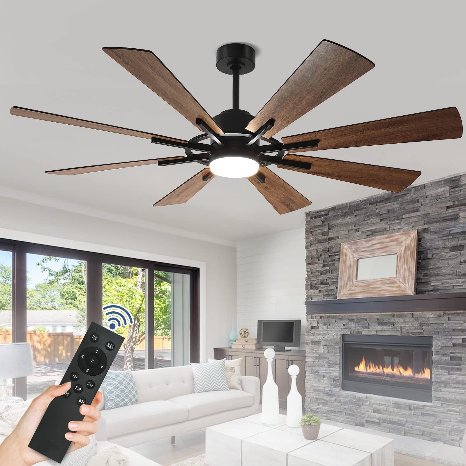 Digled 60 Inch Ceiling Fan With Lights And Remote Control, Modern Large ... for 60 In Modern Ceiling Fan With 8 Blades, Remote Control In Matte Black