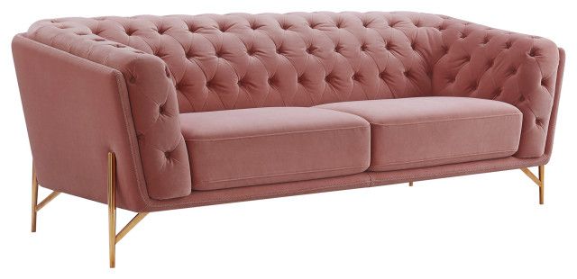 Divani Casa Aiken Modern Pink Velvet Sofa - Contemporary - Sofas - By ... with regard to The Art of Tufting Examining the Diamond Pattern on the Divani Casa Sofa