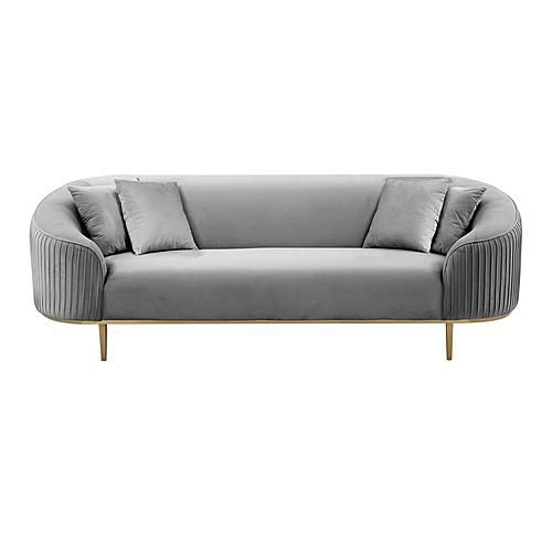 Divani Casa Aiken - Modern Salmon Velvet Sofa At Futonland intended for Divani Casa Aiken Modern Velvet & Metal Diamond Tufted Sofa In Salmon Pink/Gold