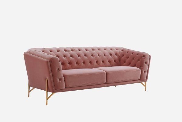 Divani Casa Aiken - Modern Salmon Velvet Sofa | Atlas Furniture Imports with The Art of Tufting Examining the Diamond Pattern on the Divani Casa Sofa