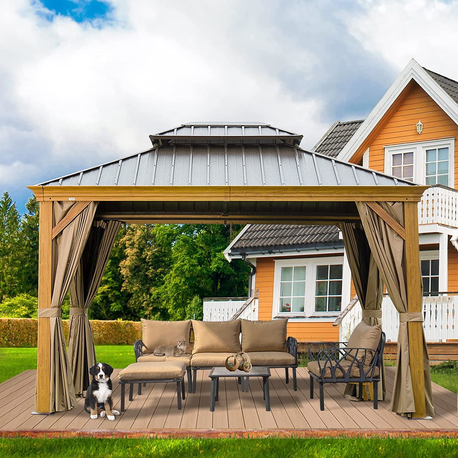 Domi Outdoor Living 10' X 12' Hardtop Gazebo Outdoor Aluminum Wood ... for Choosing the Right Hardtop Aluminum Patio Gazebo for Your Outdoor Space