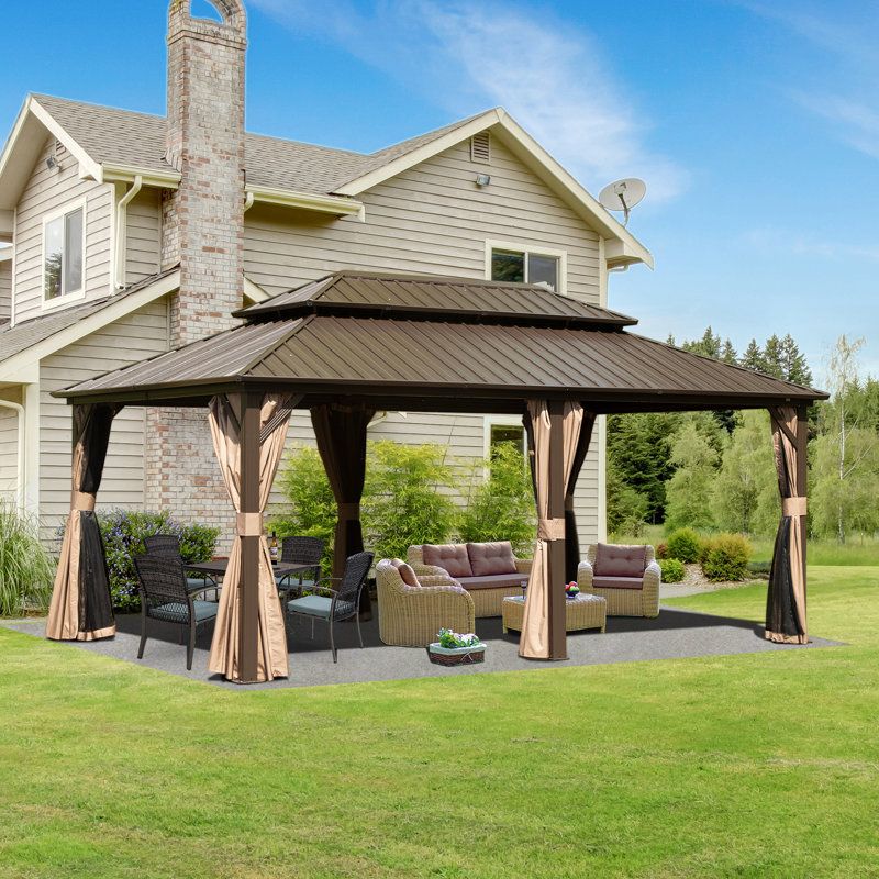 Domi Outdoor Living 18 Ft. W X 12 Ft. W Galvanized Steel Patio Gazebo ... in Double Roof Gazebos Exploring the Advantages and Design Elements