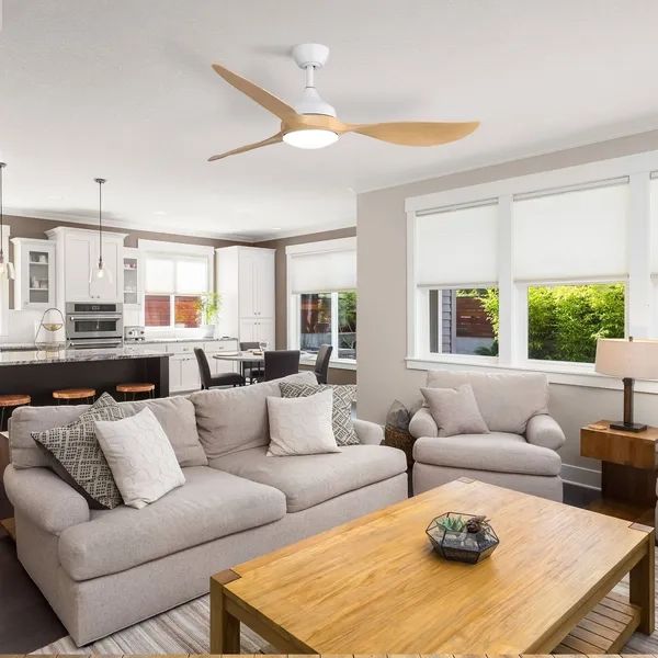 Dropship 56 Inch Modern Ceiling Fans Dimmable Led Light Quiet Dc ... for 56-Inch Modern Propeller Ceiling Fan With Remote Control And Dc Reversible Motor, White