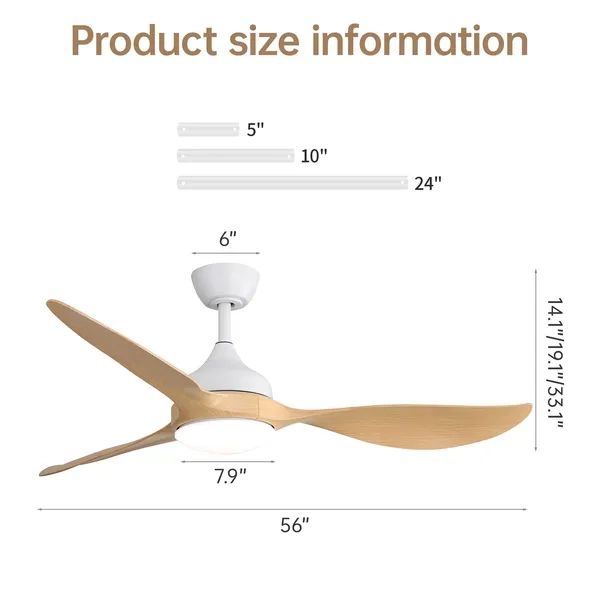 Dropship 56 Inch Modern Ceiling Fans Dimmable Led Light Quiet Dc ... with regard to 56-Inch Modern Propeller Ceiling Fan With Remote Control And Dc Reversible Motor, White