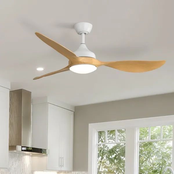 Dropship 56 Inch Modern Ceiling Fans Dimmable Led Light Quiet Dc ... within 56-Inch Modern Propeller Ceiling Fan With Remote Control And Dc Reversible Motor, White