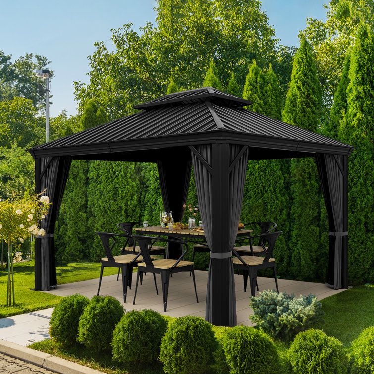 Egeiros Life 12 Ft. W X 10 Ft. D Double Roof Hardtop Aluminum Patio ... throughout 12 Ft. W X 10 Ft. D Aluminum Patio Hardtop Gazebo