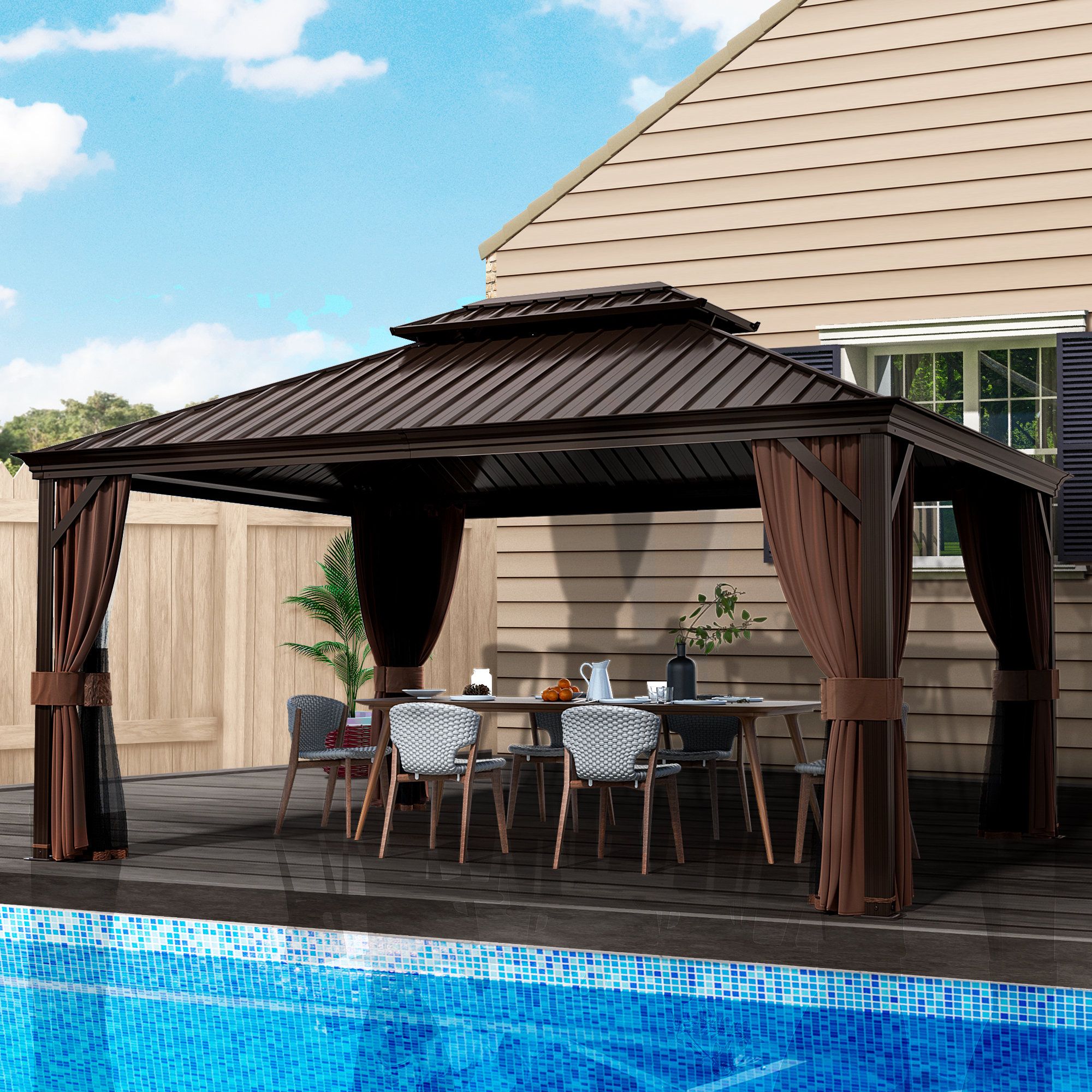 Egeiros Life 12 Ft. W X 16 Ft. D Hardtop Double-Roofed Aluminum Patio ... within Maximizing Space and Style with a 12x16 Gazebo Design Ideas