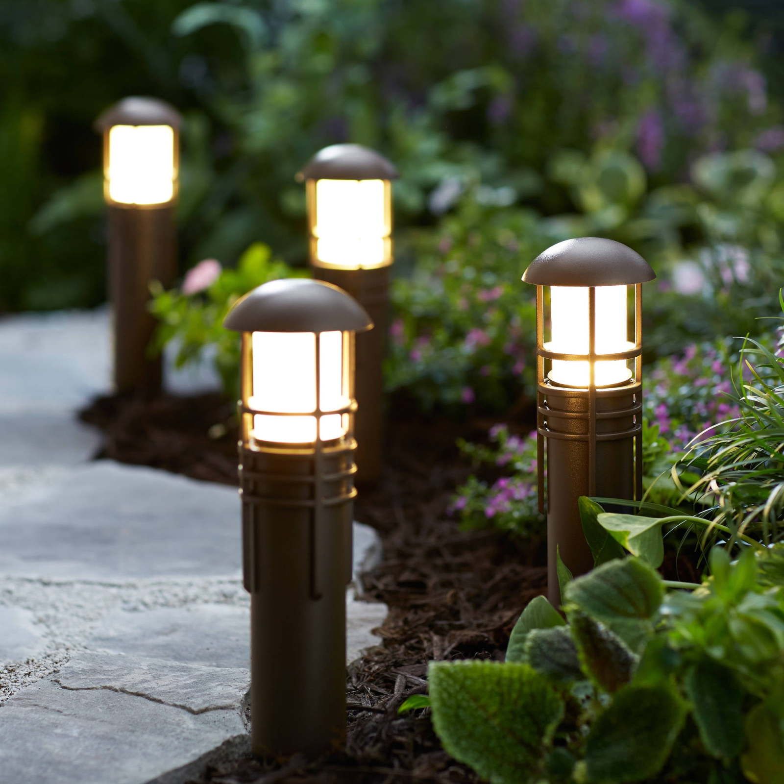 Electric Outdoor Garden Path Lights - Image To U in 6' Electric Black Metal Cone Patio Lights
