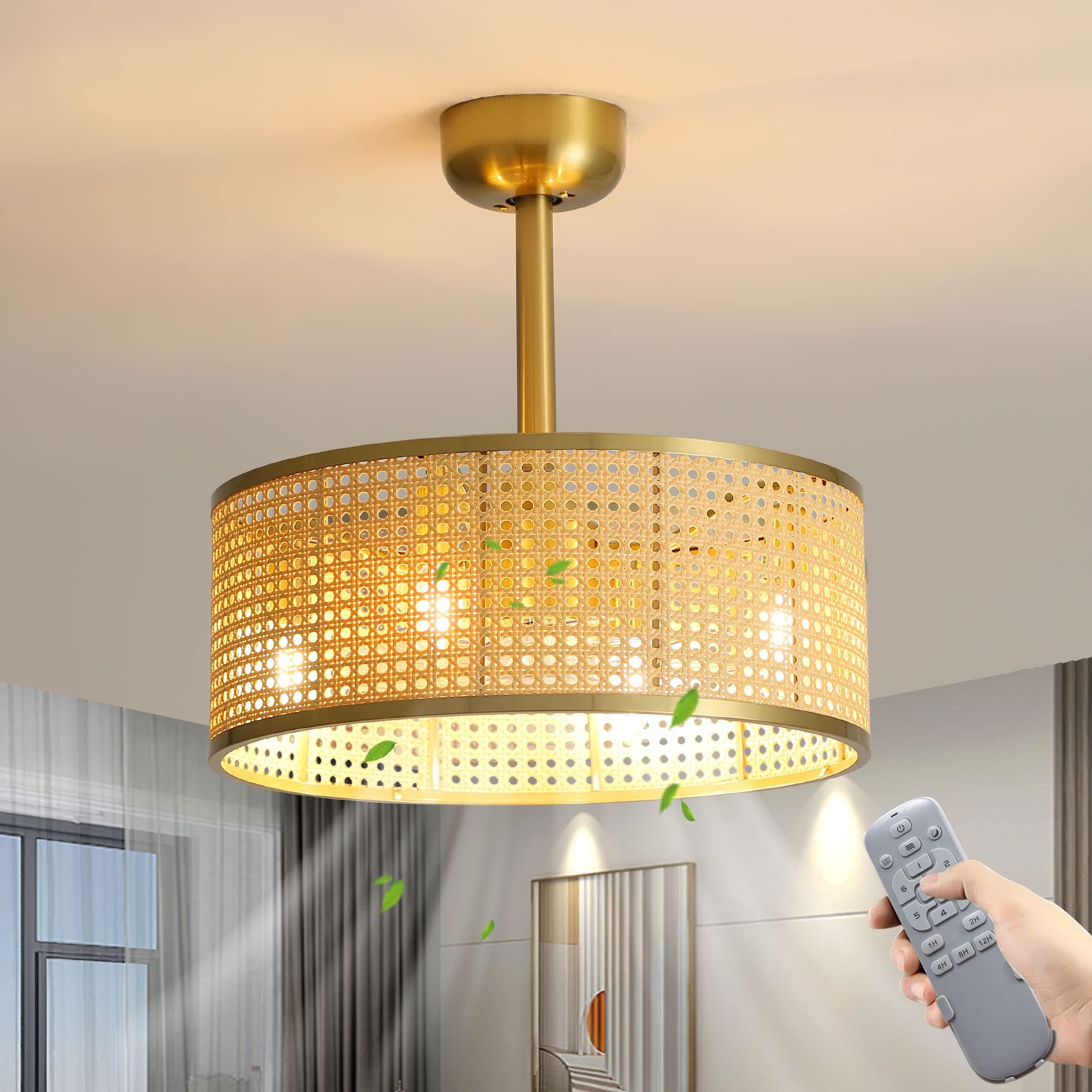 Elehinser 18" Caged Ceiling Fan With Lights And Remote Control, Gold ... regarding Troubleshooting Common Issues Solutions for Your Crystal Ceiling Fan