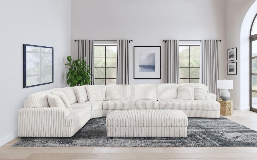 Emberson Ivory 5Pc Upholstered Modular Sofa Sectional Ottoman ... intended for Emberson 3-Piece Upholstered Modular Sectional Sofa Ivory