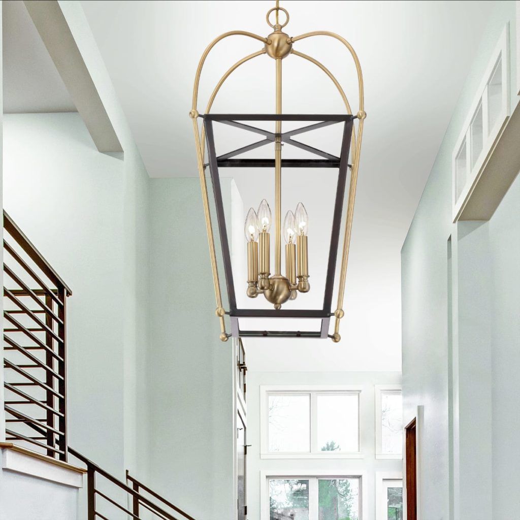 Entryway Light Fixtures High Ceiling : Find Foyer Chandeliers, Ceiling ... pertaining to Swansea 4-Light 36" Matte Black Transitional Outdoor Chandelier, Glass Shades