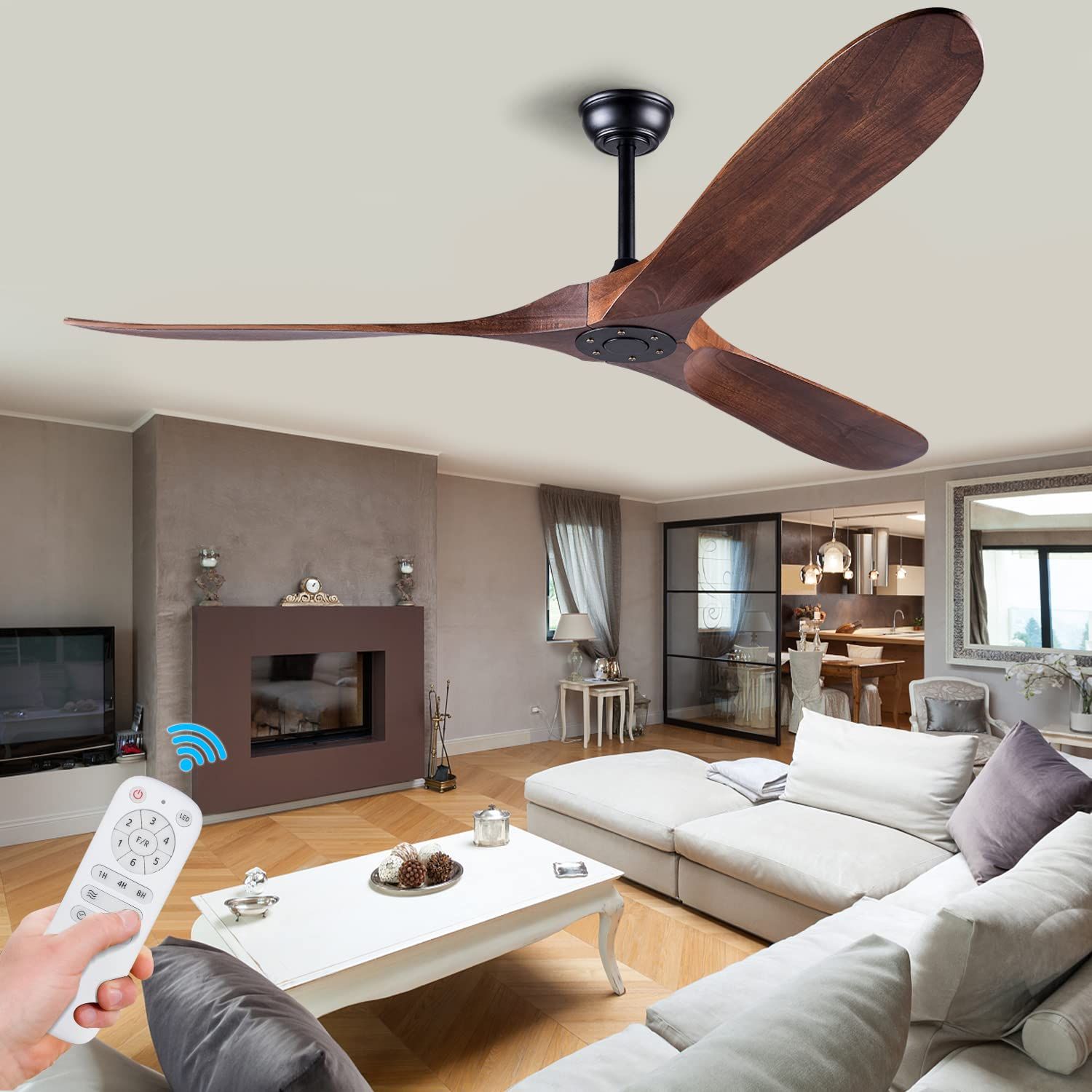 Eopety 60" Wood Ceiling Fan Without Light, Low Profile Ceiling Fan With ... pertaining to Chrome Ceiling Fans in Depth Aesthetics, Efficiency, and Home Integration