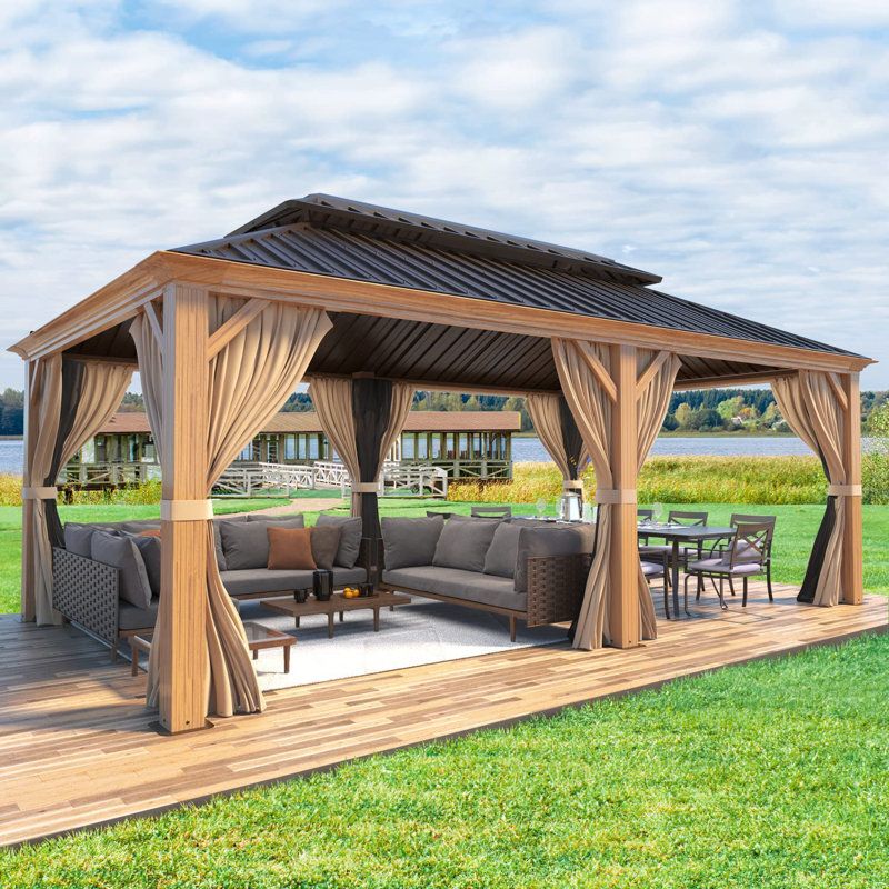 Erommy 12 Ft. W X 20 Ft. D Metal Patio Gazebo &amp; Reviews | Wayfair regarding Unveiling the Allure of a 20x12 Steel Gazebo Transform Your Outdoor Space