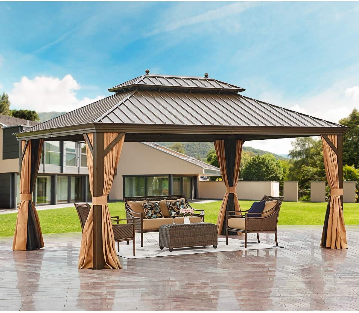 Erommy 12' X 16' Hardtop Gazebo Galvanized Steel Outdoor Gazebo Canopy ... throughout Choosing the Right Hardtop Aluminum Patio Gazebo for Your Outdoor Space