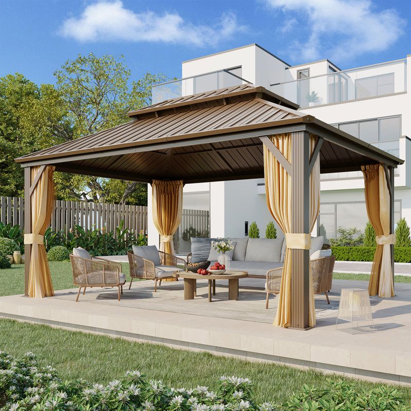 Erommy 16 Ft. W X 12 Ft. D Aluminum Patio Gazebo & Reviews | Wayfair with regard to 16 Ft. W X 12 Ft. D Aluminum Patio Gazebo