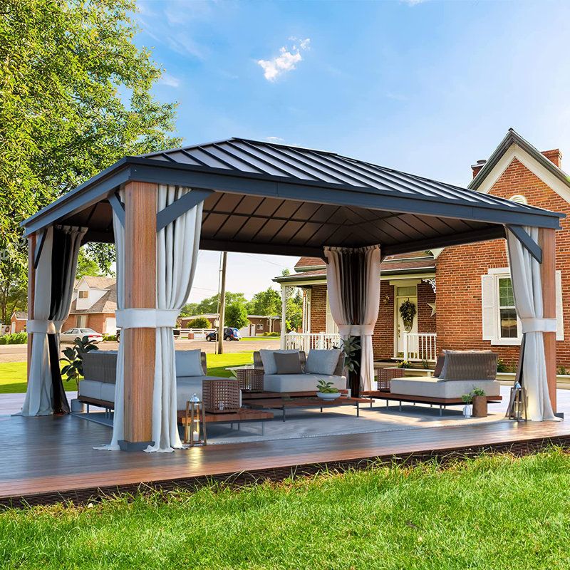 Erommy 16 Ft. W X 12 Ft. D Aluminum Patio Gazebo & Reviews | Wayfair with regard to 16 Ft. W X 12 Ft. D Aluminum Patio Gazebo