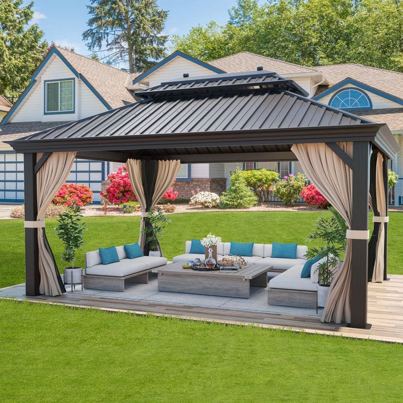 Erommy 16 Ft. W X 12 Ft. D Aluminum Patio Gazebo | Wayfair inside Key Considerations Before Investing in a 16x12 Gazebo