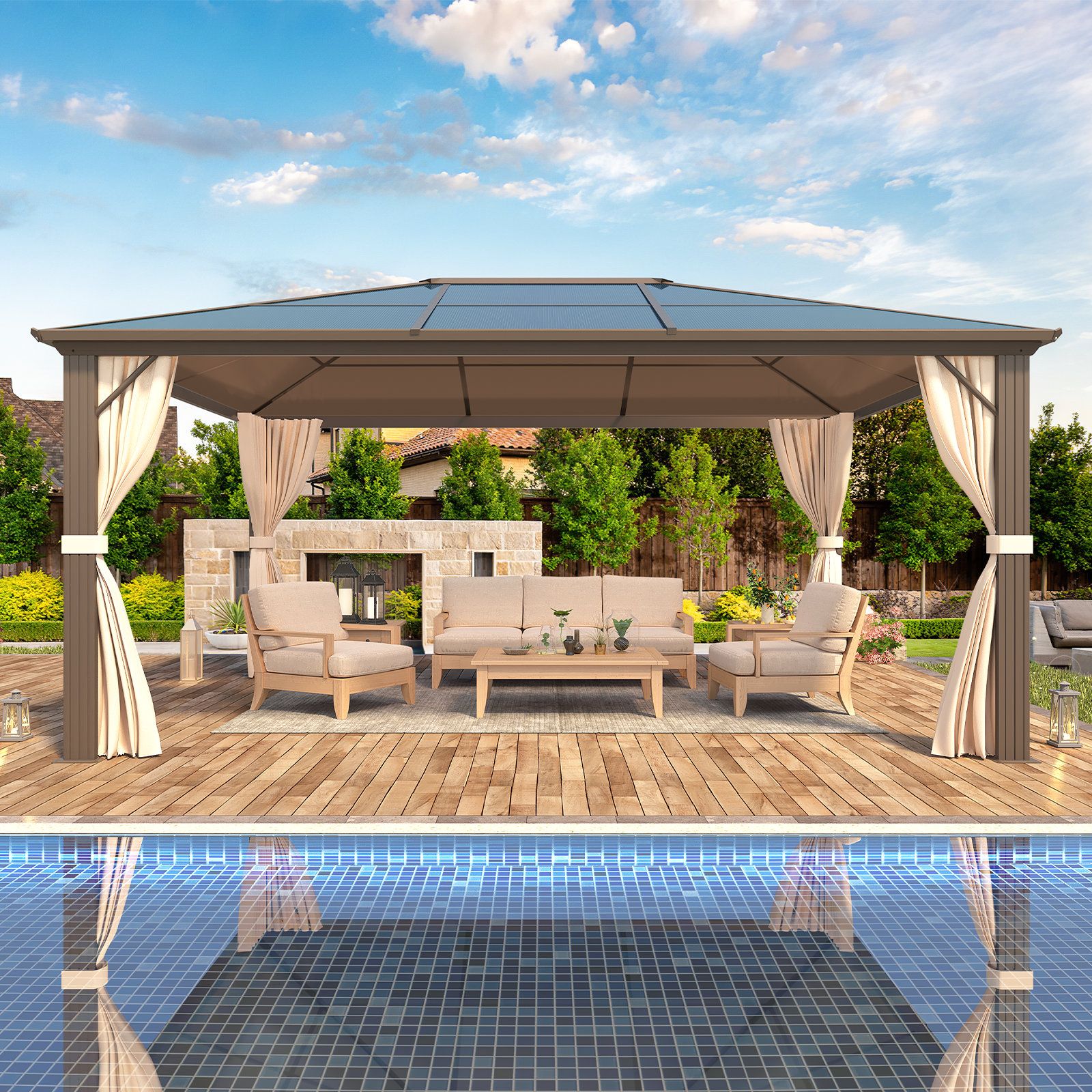 Erommy Outdoor Hardtop 12 Ft. W X 10 Ft. D Aluminum Patio Gazebo ... within 12 Ft. W X 10 Ft. D Aluminum Patio Hardtop Gazebo