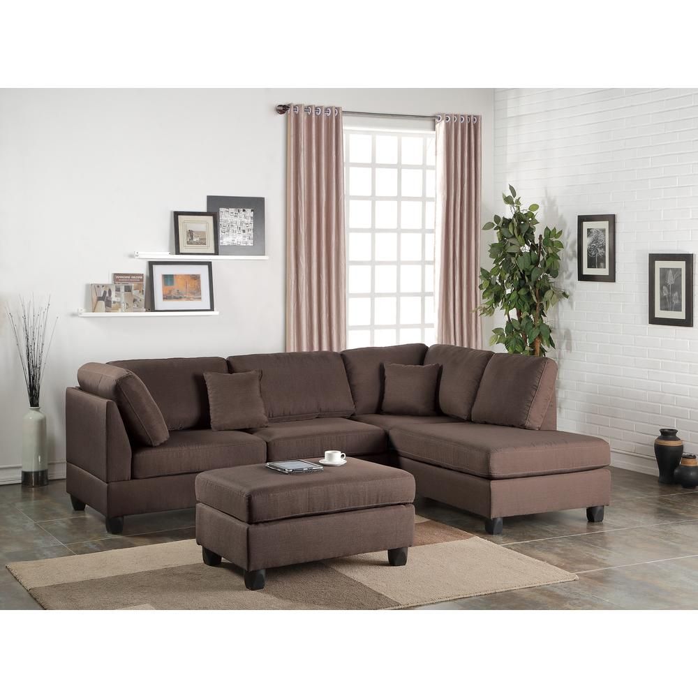 Esofastore Chocolate Color Living Room Furniture 3-Pcs Sectional Set ... within Unveiling the Comfort and Style of the Benzara BM168670 Sectional A Deep Dive