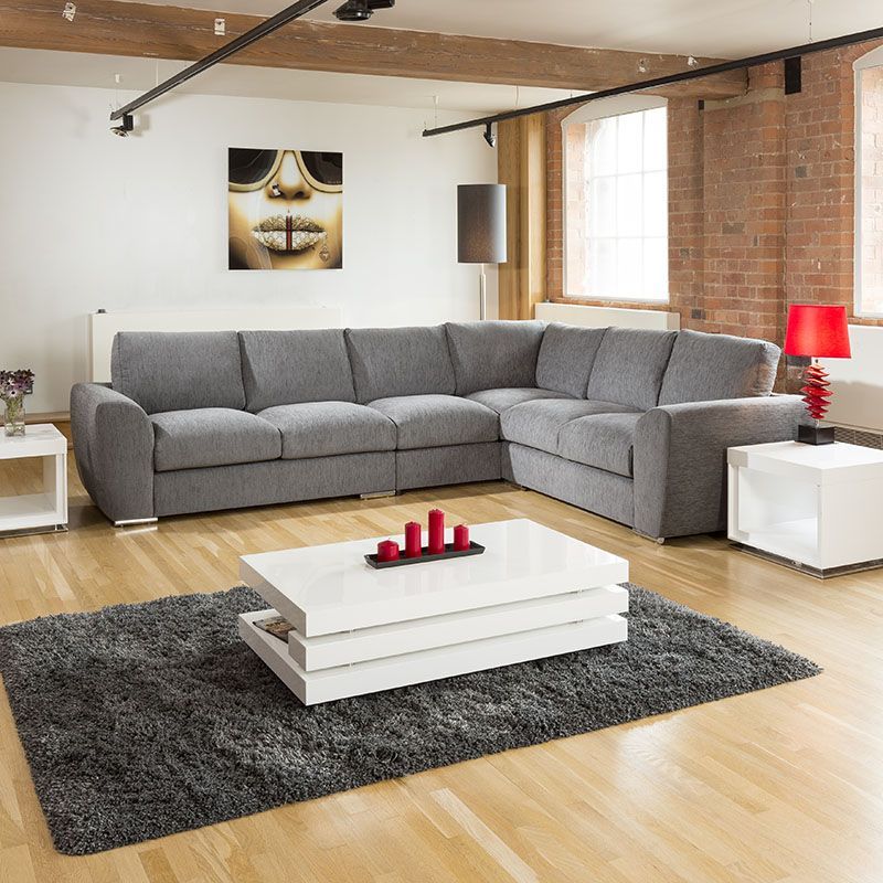 Extra Large L Shape Sofa Set Settee Corner Group 335X265Cm Grey L Sofa ... for Modern Contemporary Corner Sofa , Gray, Fabric