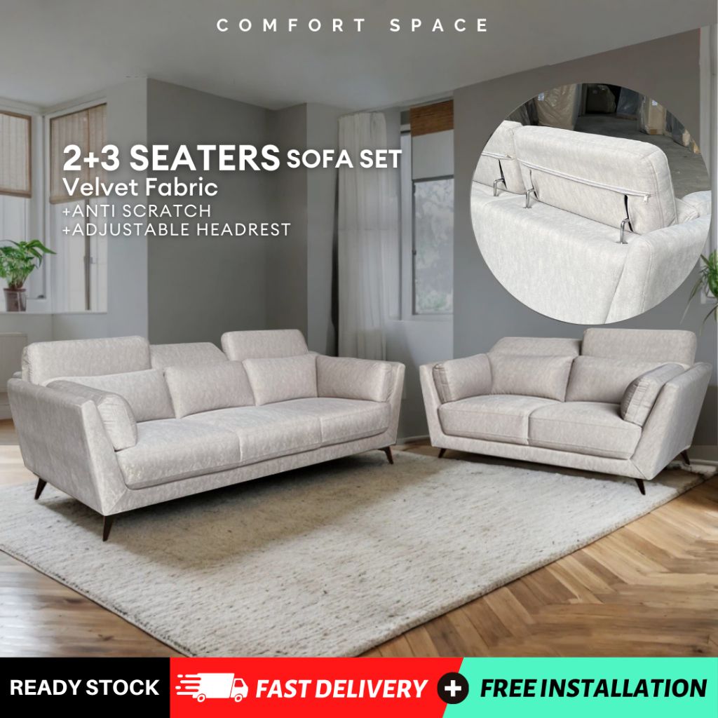 🔥 Easy Clean 🔥 2+3 Seater Modern Fabric Sofa Kain Anti Cakar &amp; Anti ... with regard to Luxify Collection Sofa Set, 2 Single Seaters, And 3 Seater In Grey