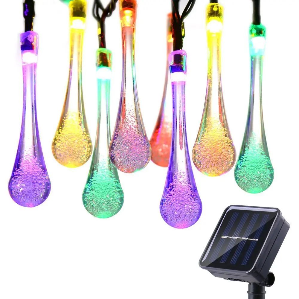 F5 Solar String Light 20 Leds Waterproof Water Drop String Fairy Light ... within 20 Count Solar String Light Set