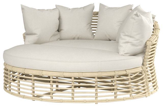 Farro Round Daybed, Canvas Canvas With Self Welt - Tropical - Outdoor ... with regard to From Grain to Glory Understanding the History and Cultural Significance of Farro Ottoman