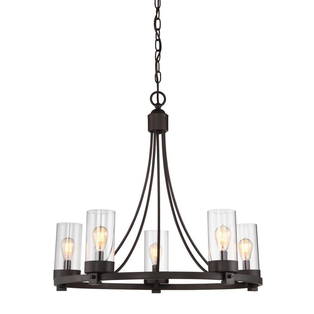 Filament Design 5-Light Oil Rubbed Bronze Chandelier With Clear Glass ... with Union 5 Light Outdoor Chandelier In Oiled Bronze Gilded (54025-Obg)
